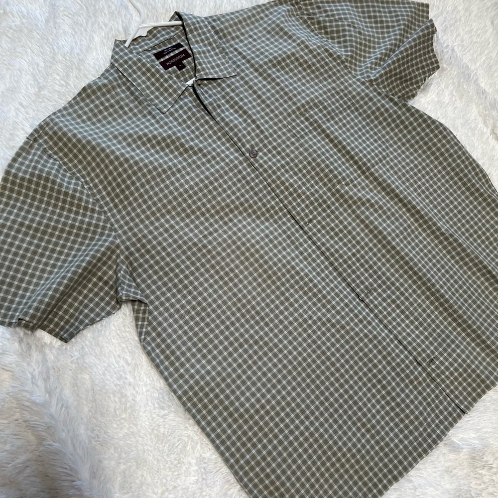 Mens Nordstrom XL Shirt Button down casual olive green brown Like new